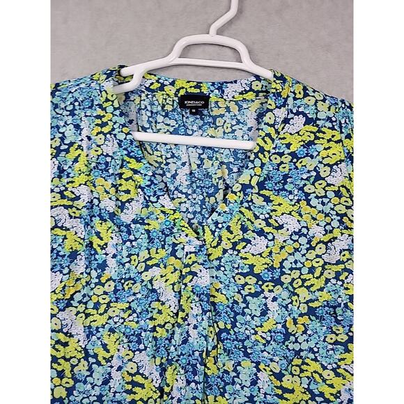 Jones NY Blue Ditsy Floral Flouncy Cottagecore SS V Neck Blouse Women's Plus 1X - Picture 3 of 12